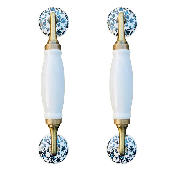 Maison_Belle-_Art_&_Craft_Ceramic_Door_Handle_Gold_Antique_Finish_-_(Size_8.5_Inch)_-_Hole_To_Hole_6.5_Inch_(Pack_Of_1)_(White_Plain_8.5_Inch_-_Blue_Flower_Knobs)