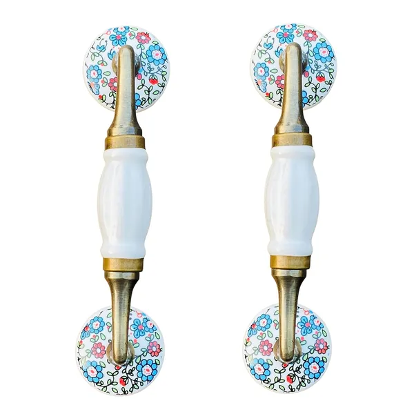 Maison_Belle-_Art_&_Craft_Ceramic_Door_Handle_Gold_Antique_Finish_-_(Size_7_Inch)_-_Hole_To_Hole_5_Inch_(Pack_Of_1)_(White_7_Inch_-_Multi_Flower_Knobs)