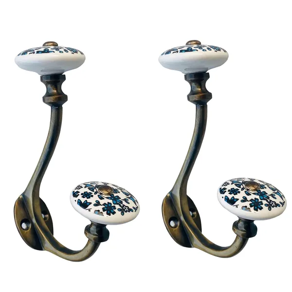 Pack_of_2__Ceramic_Metal_Wall_Hooks_-_Gold_Antique_Finish_(Size_6_Inch,_White_Hand_Painted)_(Model_7)_(Antique_Hook_2)