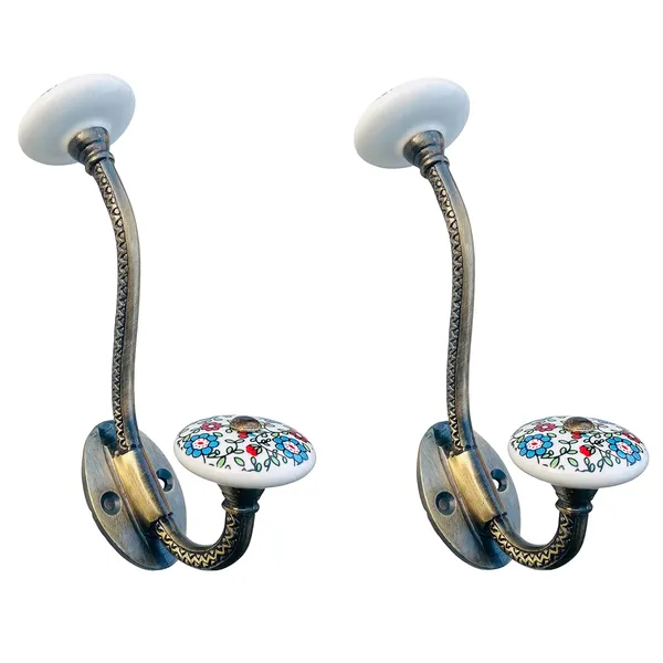 Pack_of_2__Ceramic_Metal_Wall_Hooks_-_Gold_Antique_Finish_(Size_6_Inch,_White_Hand_Painted)_(Model_3)_(Antquie_Hook_2)