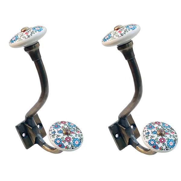 Pack_of_2__Ceramic_Metal_Wall_Hooks_-_Gold_Antique_Finish_(Size_6_Inch,_White_Hand_Painted)_(Model_2)