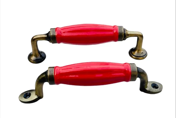 Red_Ceramic_Door_Handle_Gold_Antique_Finish_-_(Size_6_Inch)