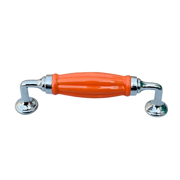 Melon_Orange_Ceramic_Door_Handle_Chrome_Finish_-_Scratch_Proof_100%_(Size_6_Inch)