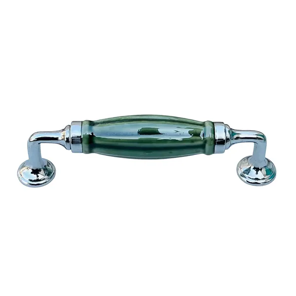 Melon_Pine_Green_Ceramic_Door_Handle_Chrome_Finish_-_Scratch_Proof_100%_(Size_6_Inch)