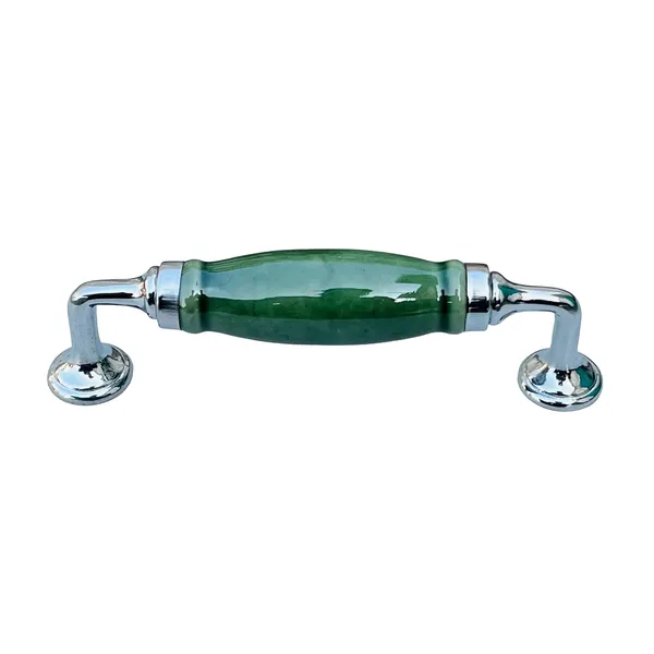 Pine_Green_Ceramic_Door_Handle_Chrome_Finish_-_Scratch_Proof_100%_(Size_6_Inch)