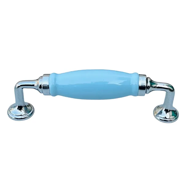 Cyan_Ocean_Green_Ceramic_Door_Handle_Chrome_Finish_-_Scratch_Proof_100%_(Size_6_Inch)