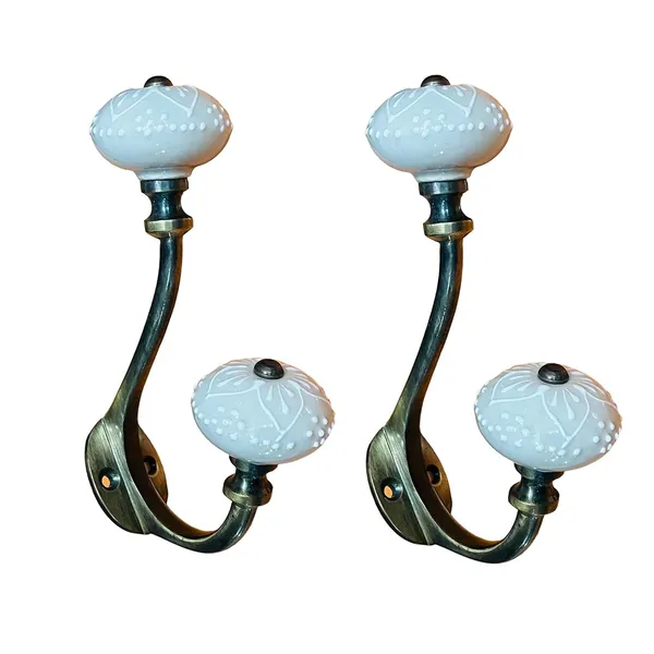 Pack_of_2__Ceramic_Metal_Wall_Hooks_-_Gold_Antique_Finish_(Size_6_Inch,_White_Hand_Painted)_(Model_7)_(Antique_Hook_2)