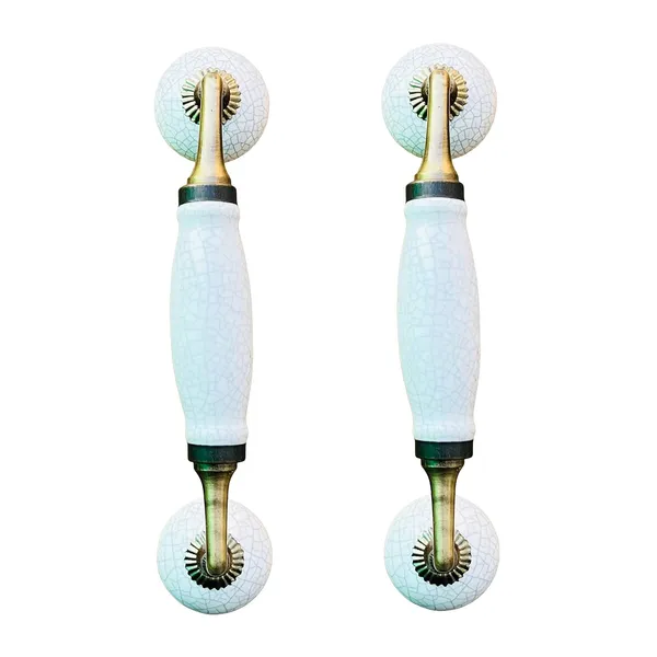 White_Ceramic_Door_Handle_Gold_Antique_Finish_-_Hole_To_Hole_6.5_Inch_(Pack_Of_1)_(Crackle_8.5_Inch_-_Crackle_Knobs)