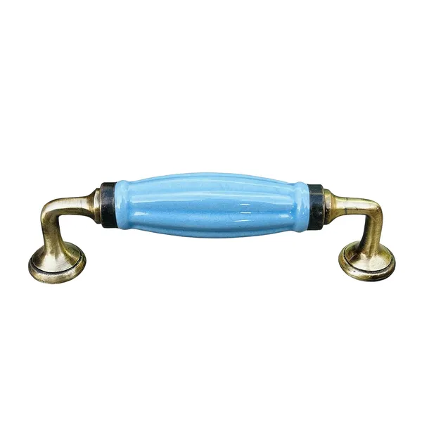 Sky_Blue_Melon_Ceramic_Door_Handle_Gold_Antique_Finish_-_Scratch_Proof_100%_(Size_6_Inch)