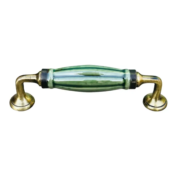 Pine_Green_Melon_Ceramic_Door_Handle_Gold_Antique_Finish_-_Scratch_Proof_100%_(Size_6_Inch,_Pine_Green_Melon)