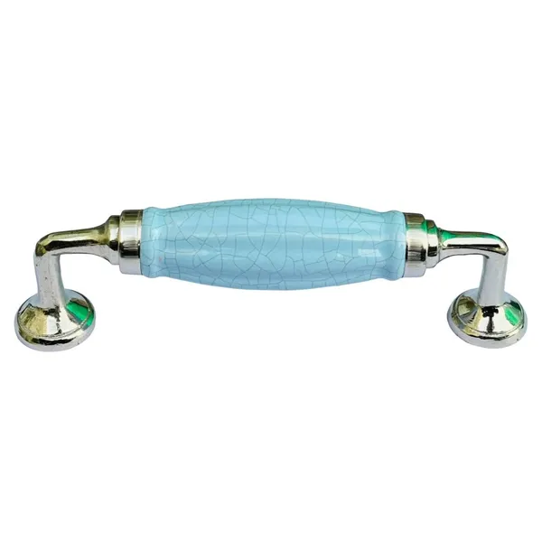 Crackle_Melon_Light_Sky_Blue_Ceramic_Door_Handle_Silver_Finish_-_Scratch_Proof_100%_(Size_6_Inch)