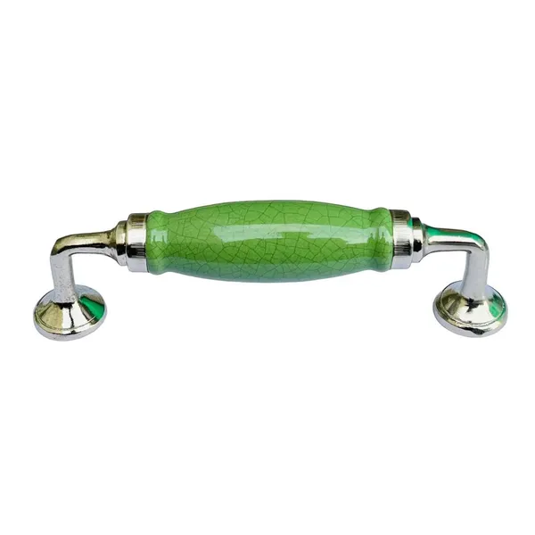 Crackle_Forest_Green_Ceramic_Door_Handle_Silver_Finish_-_Scratch_Proof_100%_(Size_6_Inch)