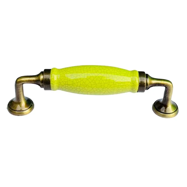 Crackle_Yellowish_Green_Ceramic_Door_Handle_Gold_Antique_Finish_-_Scratch_Proof_100%_(Size_6_Inch)