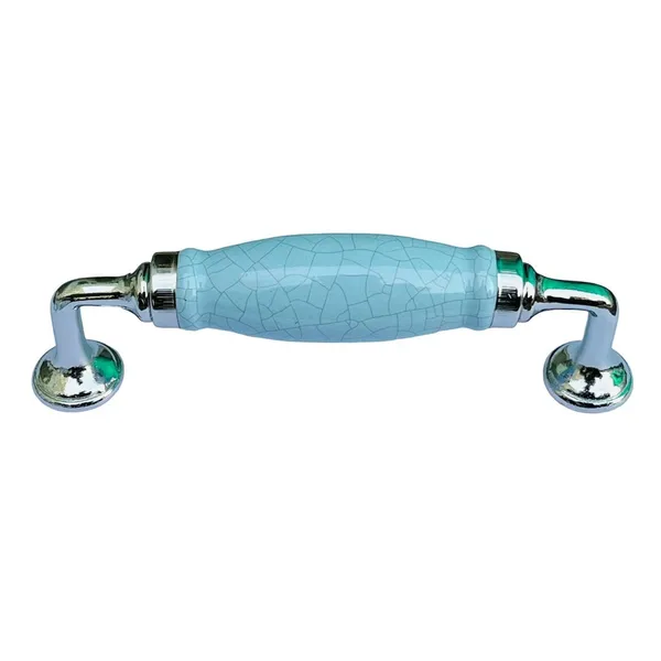 Crackle_Light_Sky_Blue_Ceramic_Door_Handle_Chrome_Finish_-_Scratch_Proof_100%_(Size_6_Inch)