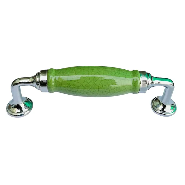 Crackle_Forest_Green_Ceramic_Door_Handle_Chrome_Finish_-_Scratch_Proof_100%_(Size_6_Inch)