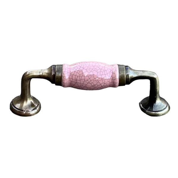 Crackle_Pink_Ceramic_Door_Handle_Gold_Antique_Finish_-_(Size_5_Inch)_Pack_Of_1