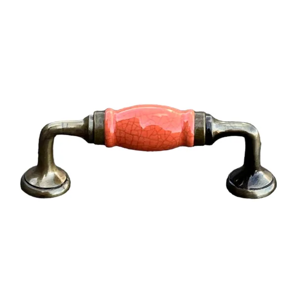 Crackle_Orange_Ceramic_Door_Handle_Gold_Antique_Finish_-_(Size_5_Inch)_Pack_Of_1