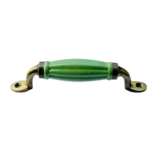 Crackle_Forest_Green_Melon_Ceramic_Door_Handle_Gold_Antique_Finish_-_Scratch_Proof_100%_(Size_6_Inch)