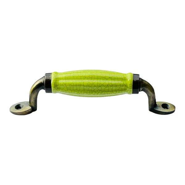 Crackle_Lemon_Green_Ceramic_Door_Handle_Gold_Antique_Finish_-_Scratch_Proof_100%_(Size_6_Inch)