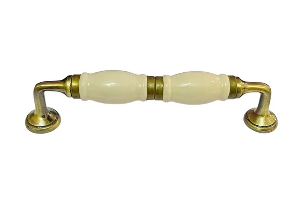 Cream_Ceramic_Door_Handle_Gold_Antique_Finish_-_(Size_7_Inch)_-_Pack_Of_1_-_Hole_To_Hole_6_Inch