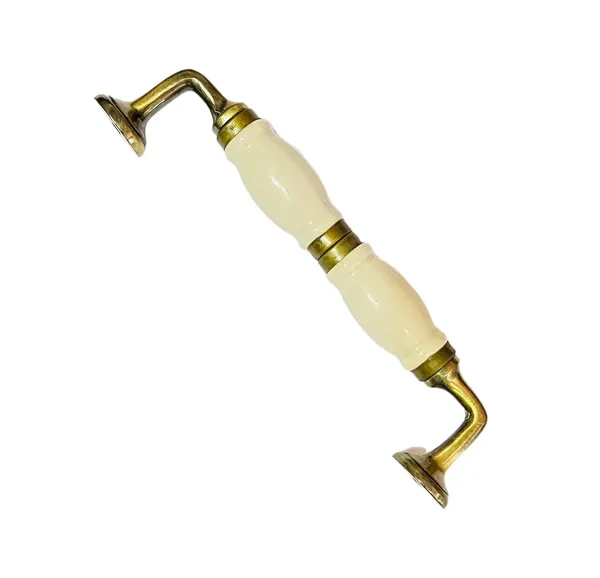 Cream_Ceramic_Door_Handle_Gold_Antique_Finish_-_(Size_7_Inch)_-_Pack_Of_1_-_Hole_To_Hole_6_Inch
