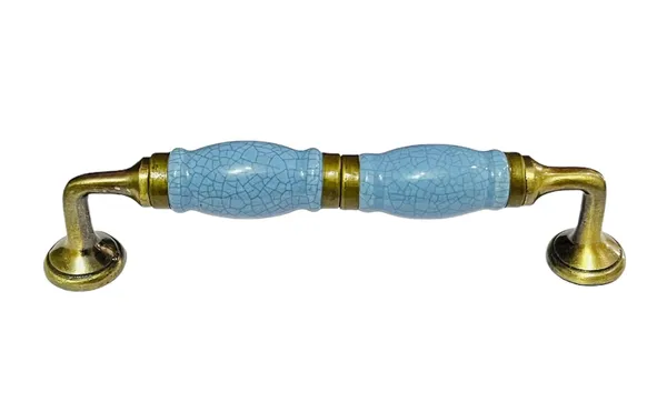 Crackle_Sky_Blue_Ceramic_Door_Handle_Gold_Antique_Finish_-_(Size_7_Inch)_-_Pack_Of_1_-_Hole_To_Hole_6_Inch