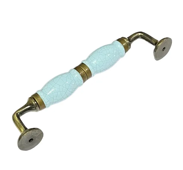Ocean_Green_Crackle_Ceramic_Door_Handle_Gold_Antique_Finish_-_(Size_7_Inch)_-_Pack_Of_1_-_Hole_To_Hole_6_Inch