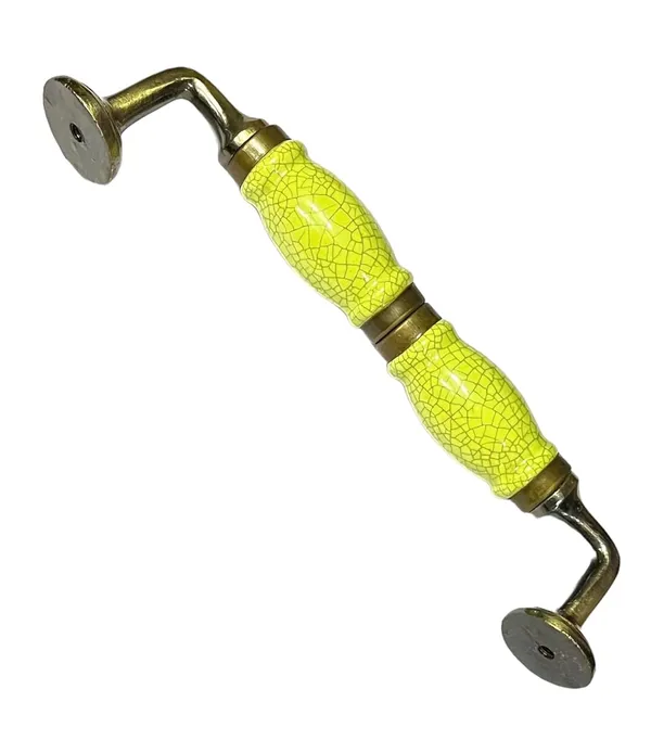 Crackle_Lemon_Ceramic_Door_Handle_Gold_Antique_Finish_-_(Size_7_Inch)_-_Pack_Of_1_-_Hole_To_Hole_6_Inch