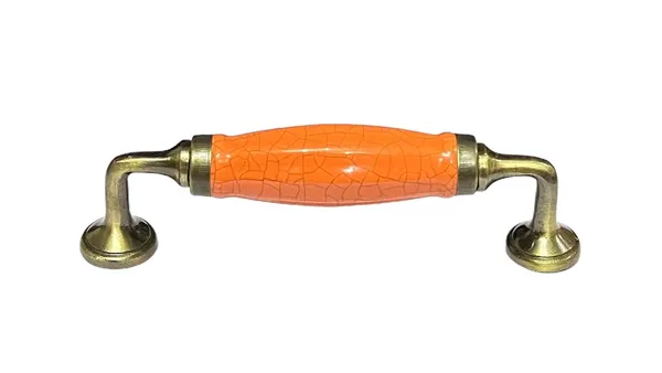 Orange_Melon_Crackle_Ceramic_Door_Handle_Gold_Antique_Finish_-_(Size_6_Inch)