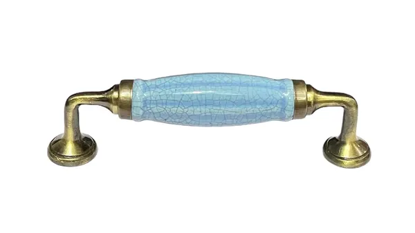 Sky_Blue_Melon_Crackle_Ceramic_Door_Handle_Gold_Antique_Finish_-_(Size_6_Inch)