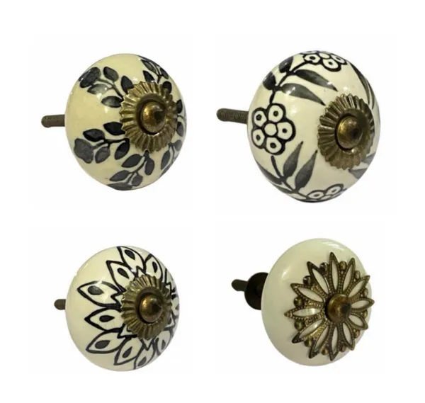 Pack_of_4_White_Ceramic_Door/Drawer_Knobs_-_Gold_Antique_Finish_(Size_1.6_Inch,_)
