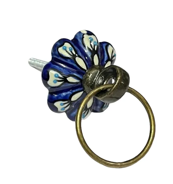 Pack_of_4_Blue_Hand_Painted_Ceramic_Drawer_Knobs_For_Kitchen_Cabinet_Hardware_Door_Pulls-_Gold_Antique_Finish_(Size_1.75_Inch,_)
