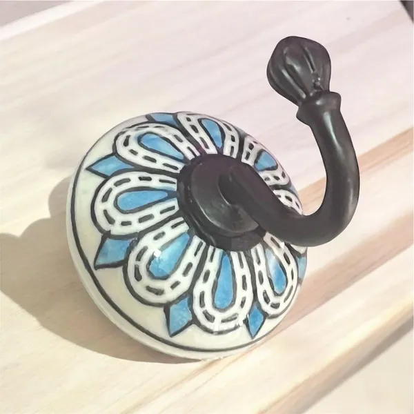Pack_of_2_Sky_Blue_-_Ceramic_Metal_Wall_Hook/Wall_Mounted_Single_Hook_Hanger_-_Black_Hook_(Size_3.5_Inch,_Hand_Painting)_(Sky_Blue_-_)