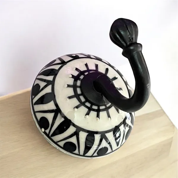 Pack_of_2_Black_Three_-_Ceramic_Metal_Wall_Hook/Wall_Mounted_Single_Hook_Hanger_-_Black_Hook_(Size_3.5_Inch,_Hand_Painting)_(Black_Three_-_)