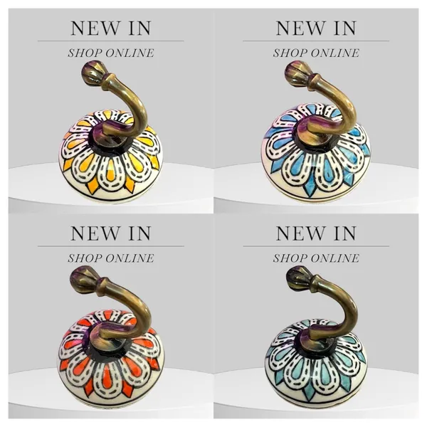Pack_of_2_Yellow_Ceramic_Metal_Wall_Hook/Wall_Mounted_Single_Hook_Hanger_-_Gold_Antique_(Size_3.5_Inch,_Hand_Painting)_()