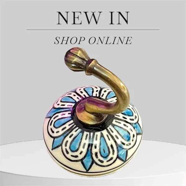Pack_of_2_D-_Sky_Blue_Ceramic_Metal_Wall_Hook/Wall_Mounted_Single_Hook_Hanger_-_Gold_Antique_(Size_3.5_Inch,_Hand_Painting)_()
