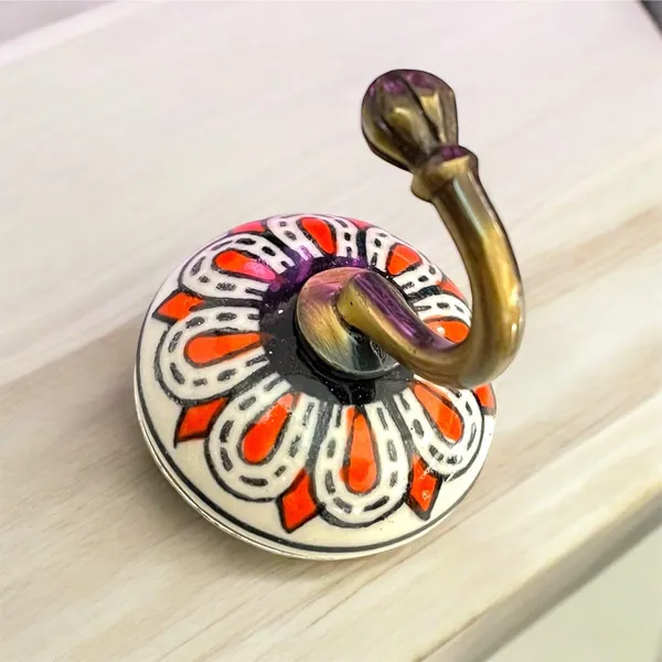 Multicolor_Ceramic_Metal_Wall_Hook/Wall_Mounted_Single_Hook_Hanger_-_Gold_Antique_(Size_3.5_Inch,_Hand_Painting)_(Pack_Of_4)