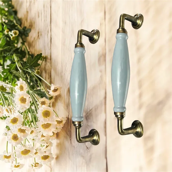 Grey_Ceramic_Door_Handle_Gold_Antique_Finish_-_(Size_10_Inch)_-_Hole_To_Hole_9_Inch_(Pack_Of_1_Handle)