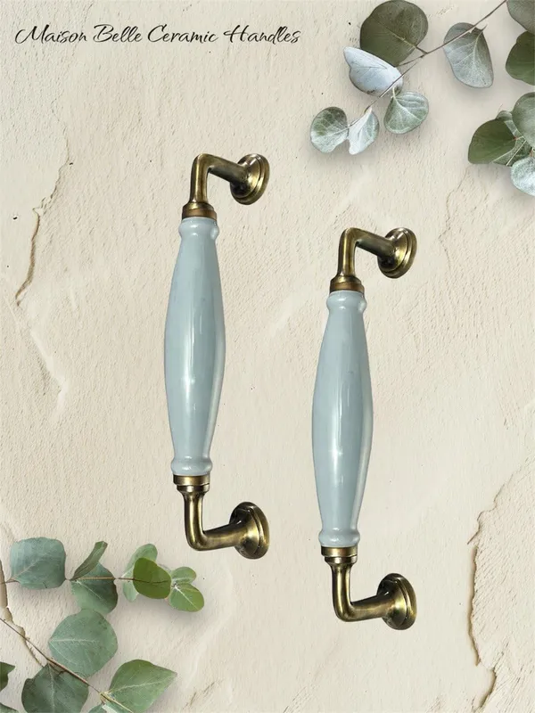 Grey_Ceramic_Door_Handle_Gold_Antique_Finish_-_(Size_10_Inch)_-_Hole_To_Hole_9_Inch_(Pack_Of_1_Handle)