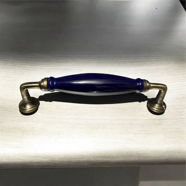 Black_Ceramic_Door_Handle_Gold_Antique_Finish_-_(Size_10_Inch)_-_Hole_To_Hole_9_Inch_(Pack_Of_1_Handle)