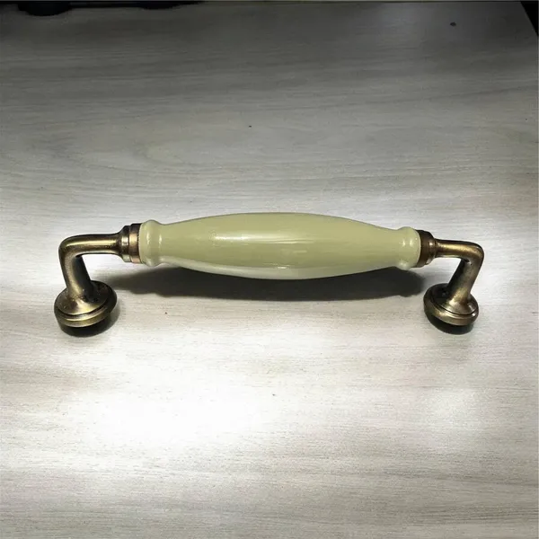 Sage_Green_Ceramic_Door_Handle_Gold_Antique_Finish_-_(Size_10_Inch)_-_Hole_To_Hole_9_Inch_(Pack_Of_1_Handle)