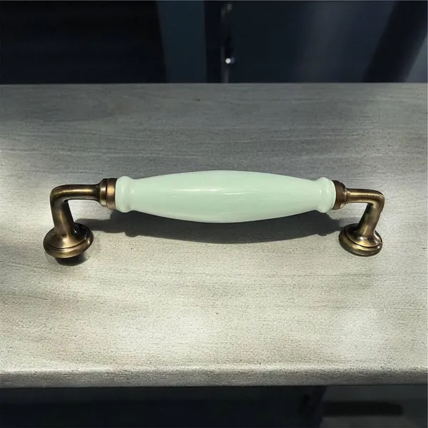 Sea_Green_Ceramic_Door_Handle_Gold_Antique_Finish_-_(Size_10_Inch)_-_Hole_To_Hole_9_Inch_(Pack_Of_1_Handle)