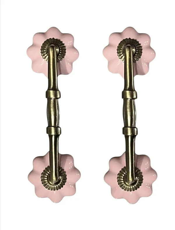 Ceramic_Door_Handle_Gold_Antique_Finish_-_(Size_6_Inch,_Pink)_-_Hole_To_Hole_4_Inch_(Pack_Of_1_Handle)_(4_Inch)