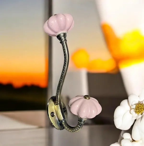 Pack_of_2_Pink_Ceramic_Metal_Wall_Hooks_-_Gold_Antique_Finish_(Size_6_Inch,_)_PINK