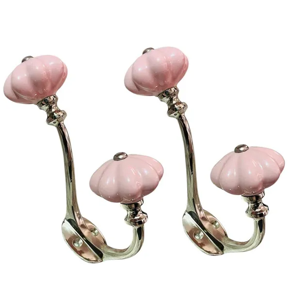 Pack_of_2_Silver_Ceramic_Metal_Wall_Hooks_-_Silver_Finish_(Size_6_Inch,_Pink)