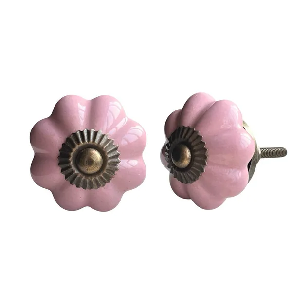 Pack_of_6_White_Ceramic_Door_Knobs_-_Gold_Antique_Finish_(Size_1.75_Inch_-_Pink,_)