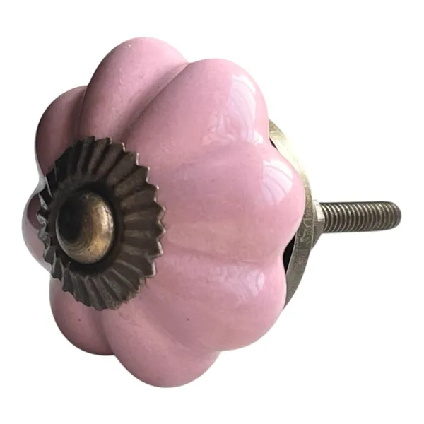 Pack_of_6_White_Ceramic_Door_Knobs_-_Gold_Antique_Finish_(Size_1.75_Inch_-_Pink,_)