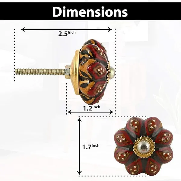 Pack_of_6_White_Ceramic_Door_Knobs_-_Gold_Antique_Finish_(Size_1.75_Inch_-_Pink,_)
