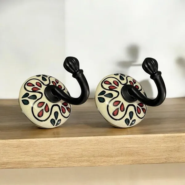 Pack_of_2_White_Ceramic_Metal_Wall_Hook/Wall_Mounted_Single_Hook_Hanger_-_Black_Hook_(Size_3.5_Inch,_Hand_Painting)_-