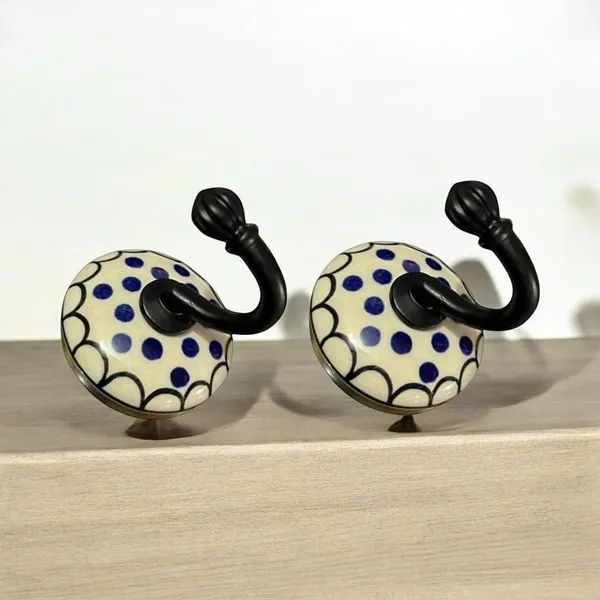 Pack_of_2_White_Ceramic_Metal_Wall_Hook/Wall_Mounted_Single_Hook_Hanger_-_Black_Hook_(Size_3.5_Inch,_Hand_Painting)_-